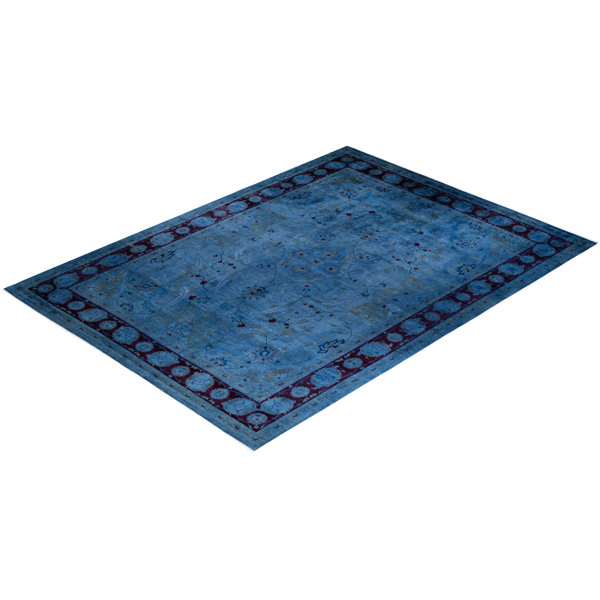 The Twillery Co.® Haydon Hand Knotted Wool Contemporary Blue Area Rug